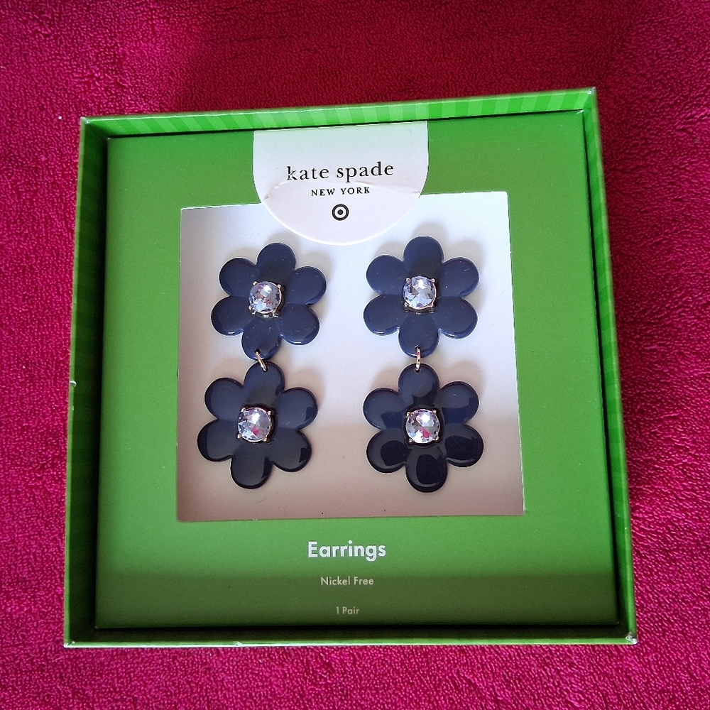 KATE SPADE NEW YORK x TARGET Blue Floral Linear Earrings NWT